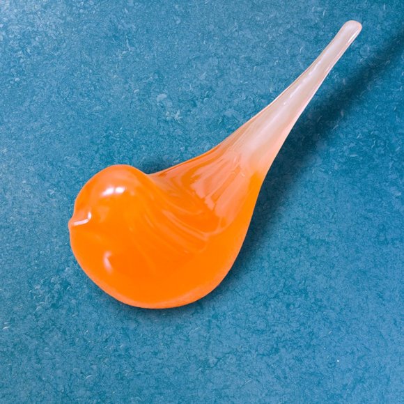 Mid Century Modern Modwing Bird Figurine 3d Resin Eames 60s Transparent Orange M - Picture 3 of 3